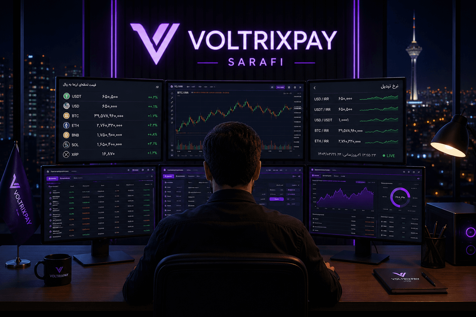 VOLTRIXPAY crypto trading desk visual